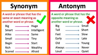 SYNONYM vs ANTONYM 🤔  Whats the difference  Learn with examples [upl. by Marlon777]