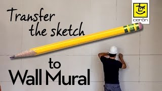 How to Transfer Sketch to Wall Mural  Making the grid for a mural easily [upl. by Ilanos]