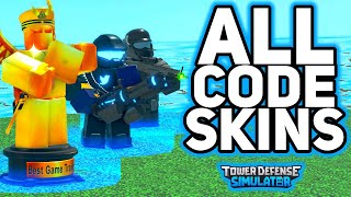 ALL CODE SKINS  Tower Defense Simulator [upl. by Guenzi]