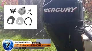 Mercury 2010 EFI 60hp 4 Stroke Waterpump impeller Service outboard outboards howto service [upl. by Kancler900]