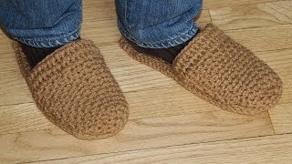 How to crochet mens slippers  video tutorial for beginners [upl. by Nichani475]