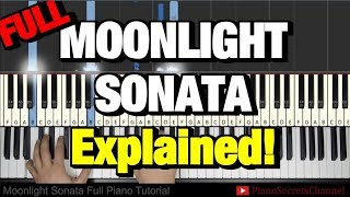 BEETHOVEN  MOONLIGHT SONATA  1ST MOVEMENT Piano Tutorial Lesson Complete [upl. by Alverta]