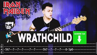 【IRON MAIDEN】 Wrathchild  cover by Cesar  LESSON  BASS TAB [upl. by Kirstyn]