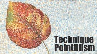 Speed Painting  Technique Pointillism  Autumn leaf  Gouache  IOTN [upl. by Eiznek]