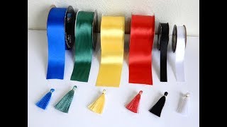 DIYSATIN RIBBON TASSELS COMO HACER BORLAS CON CINTA [upl. by Nothsa]