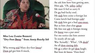 Louise Bennett–‘DryFoot Bwoy’ extract with lyrics [upl. by Lerim689]