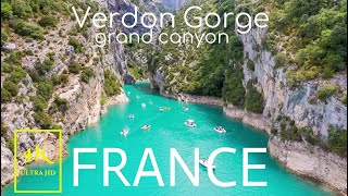 Verdon Gorge A Canyon in FRANCE in 4K Ultra HD  Kayak in Crystal Clear Water HikingDrone Tour [upl. by Ibib]