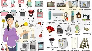 50 Household Appliances in English  Household Equipment Vocabulary [upl. by Aibun]