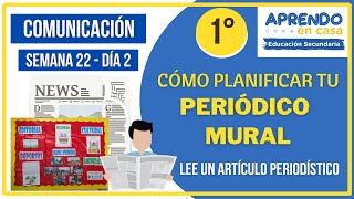 🟨CÓMO PLANIFICAR UN PERIÓDICO MURAL  APRENDO EN CASA COMUNICACIÓN SEMANA 22 DÍA 1 [upl. by Blithe464]