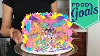 How to Make a Piñata Cake  Food Network [upl. by Yclek]