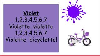 1 2 3 4 5 6 7 Violette À Bicyclette  French Song About the Colour Purple  French Kinder TV [upl. by Ozmo448]