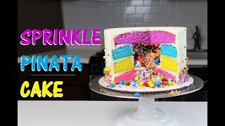 Sprinkle Pinata Cake  CHELSWEETS [upl. by Bret]