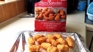 Harry Ramsdens Jumbo Breaded Wholetail Scampi  Iceland  Food Review [upl. by Aerbas]