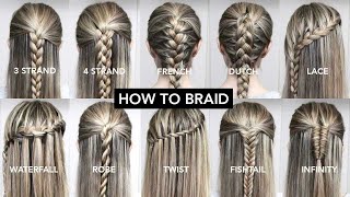 10 Basic Braids For Beginners  Easy DIY Tutorial [upl. by Alleyne101]