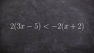 Learn how to solve a multi step inequality with parenthesis on both sides [upl. by Zzahc]