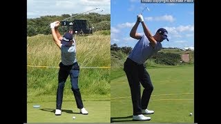 Justin Thomas golf swing  Long Iron faceon amp downtheline July 2017 [upl. by Nnyleuqaj556]