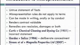 Misrepresentation Lecture 1 of 4 [upl. by Hulburt965]