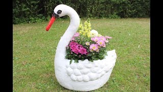 DIY Wunderschöner SchwanenBlumentopf für den GartenBeautiful swan flower pot for the garden [upl. by Alston420]