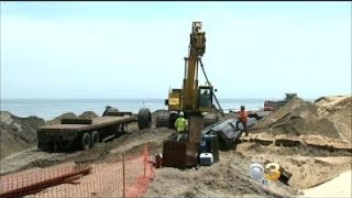 Crews Begin Construction On New Sea Wall In Mantoloking NJ [upl. by Judsen]