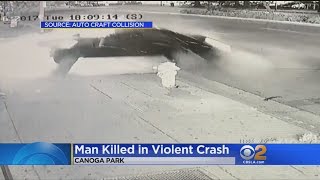 Violent Fatal Crash In Canoga Park Caught On Video [upl. by Meave]