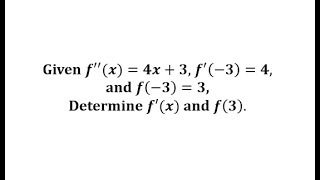 Antiderivatives Find a Function Given the Second Derivative Linear [upl. by Rehotsirk885]