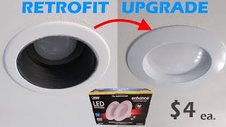 Cheap Retrofit Upgrade  Recessed Can to LED Flush Light  BR30 [upl. by Anicnarf]