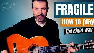 FRAGILE  Sting  guitar lesson Tutorial [upl. by Ybur]