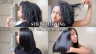 SILK PRESS AT HOME ON NATURAL HAIR  CURLY TO STRAIGHT  NO FRIZZ [upl. by Warila]