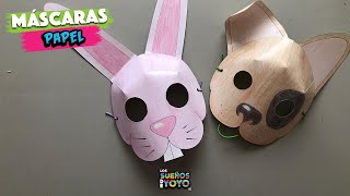 Máscaras de papel rápidas conejo y perro Carnaval  Primavera [upl. by Adiene]