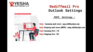 RediffmailPro Outlook Configuration Hindi  YESHA SOFTWARE LLP [upl. by Ramona]